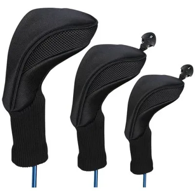Sulanx ゴルフ ヘッドカバー セット ドライバー フェアウェイウッド ユーティリティ用 (BLACK, 3点(DB/FW/UT))