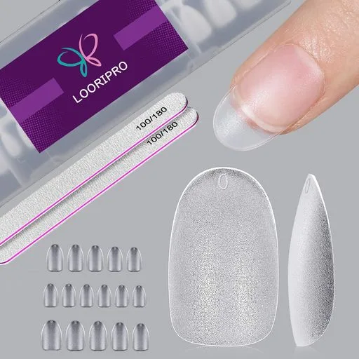 ネイルチップ LOORIPRO ネイルチップ クリア 超薄型タイプ 300枚セット 15サイズ ショート オーバル型 クリアチップ ネイルファイル付け 半透明 自然なフィット感 母の日 結婚式 練習用 サロ…