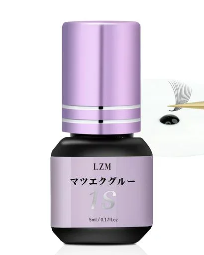 LZM マツエク グルー プロ用 まつ毛エクステ 接着剤 速乾タイプ 超強力接着 耐水耐汗 長持ち アイラッシュグルー ブラック 5ml