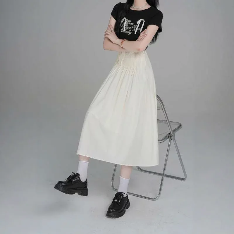 ロングスカート レディース 春夏 プリーツスカート 白 無地 ミモレ丈 フレアスカート ハイウエスト きれいめ エレガント フェミニン 着痩せ 清楚 上品 ロング丈 デザイン