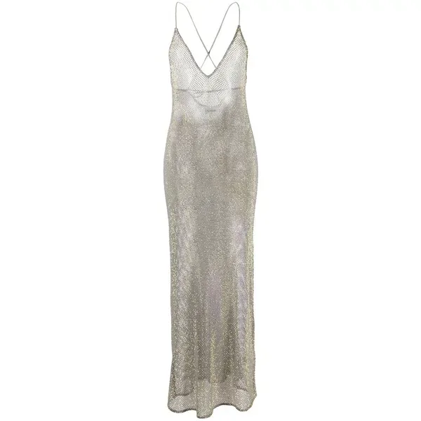 ガニー レディース ワンピース トップス Embellished mesh midi dress Grey