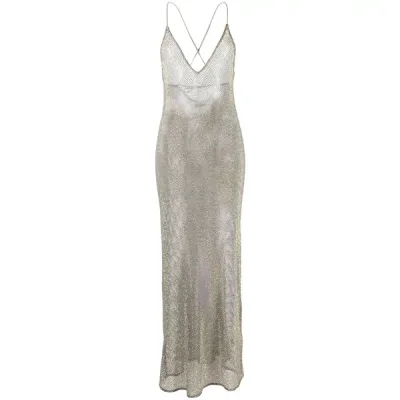 ガニー レディース ワンピース トップス Embellished mesh midi dress Grey