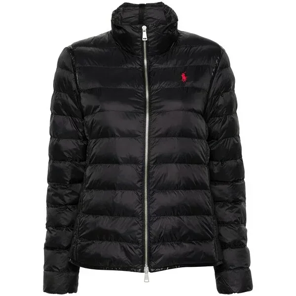 ラルフローレン レディース ジャケット&ブルゾン アウター Polo pony-embroidered puffer jacket Black