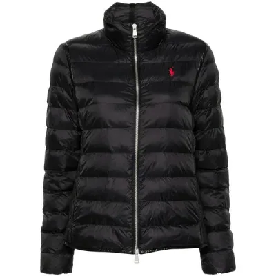 ラルフローレン レディース ジャケット&ブルゾン アウター Polo pony-embroidered puffer jacket Black