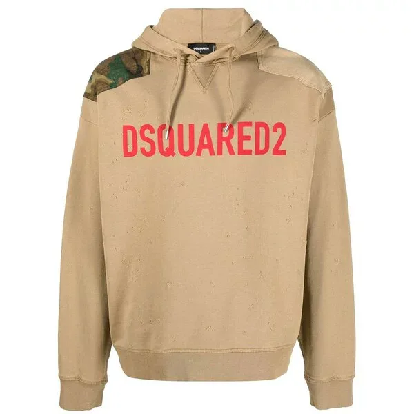 ディースクエアード メンズ パーカー・スウェットシャツ アウター Logo-print hoodie Brown