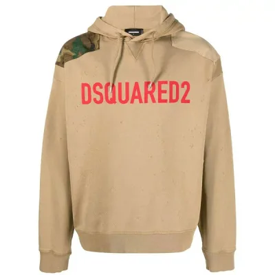 ディースクエアード メンズ パーカー・スウェットシャツ アウター Logo-print hoodie Brown