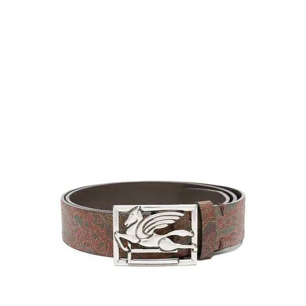 エトロ メンズ ベルト アクセサリー Paisley pegasus leather belt Red