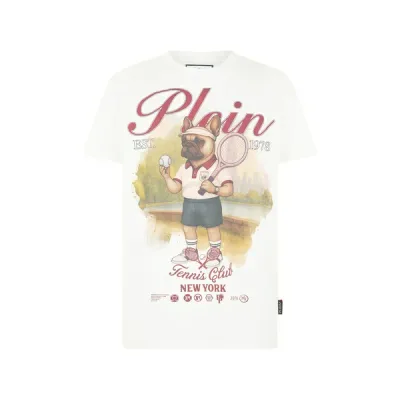 フィリッププレイン メンズ Tシャツ トップス Round neck graphic t-shirt White
