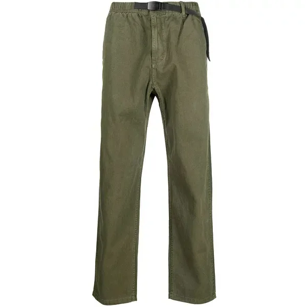 グラミチ メンズ カジュアルパンツ ボトムス Belted-waist straight-leg trousers Green