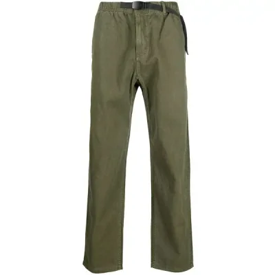 グラミチ メンズ カジュアルパンツ ボトムス Belted-waist straight-leg trousers Green