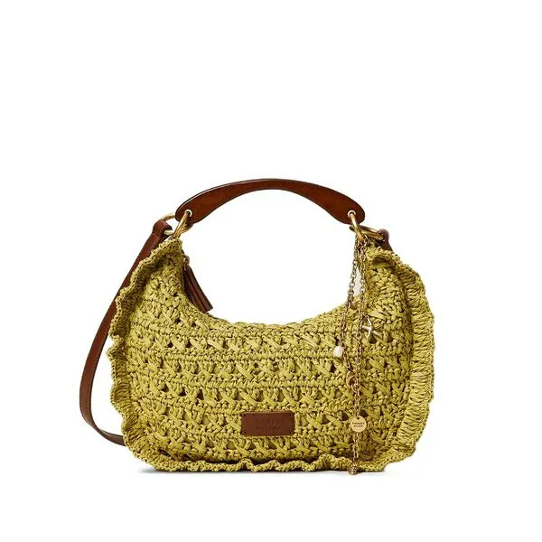 ツインセット レディース ショルダーバッグ バッグ Woven ruffled shoulder bag Green