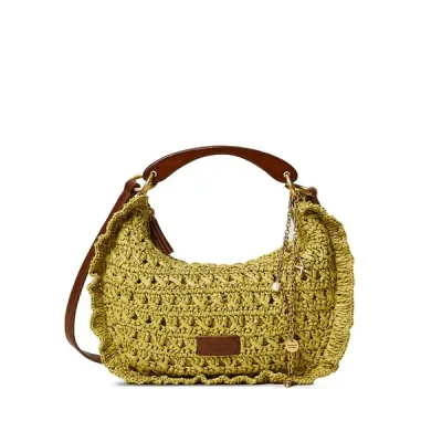 ツインセット レディース ショルダーバッグ バッグ Woven ruffled shoulder bag Green