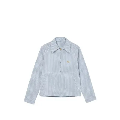 フォルテラ メンズ ジャケット&ブルゾン アウター Zuma striped zip-up overshirt Blue