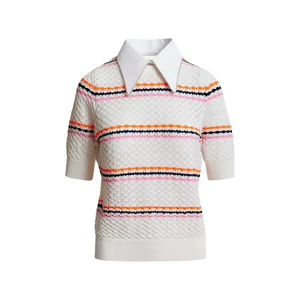 エッセンシャルアントワープ レディース ニット&セーター アウター Honeycomb rhinestoned-collar sweater White