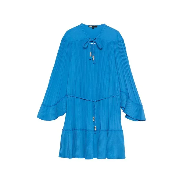 マージュ レディース ワンピース トップス Pleated braided dress Blue