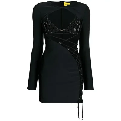 ダンダス レディース ワンピース トップス Lace-up mini dress Black