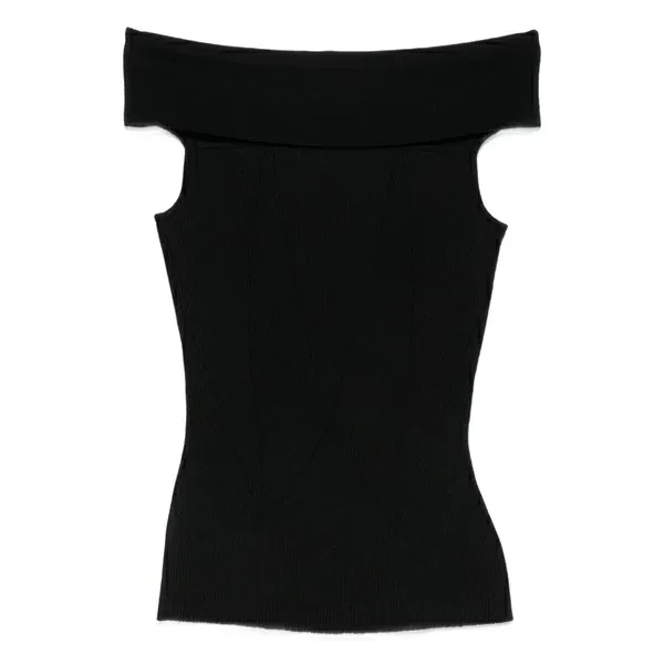 ジバンシー レディース Tシャツ トップス Off-shoulder ribbed top Black