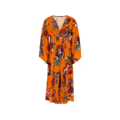 モスキーノ レディース ワンピース トップス Floral-print v-neck midi dress Orange