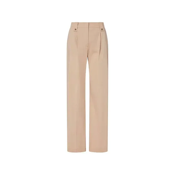 リュージョー レディース カジュアルパンツ ボトムス Pleated button-detail trousers Neutrals