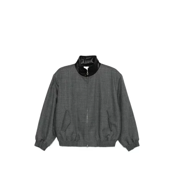 サンドロ レディース ジャケット&ブルゾン アウター Leather-collar wool jacket Grey