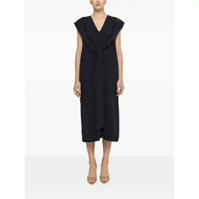 ニッサ レディース ワンピース トップス Scarf-detail relaxed midi dress Blue