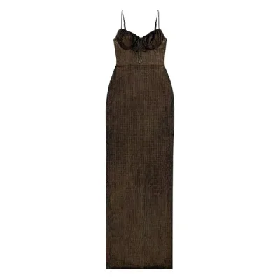 エリア レディース ワンピース トップス Hotfix-embellishment maxi dress Brown