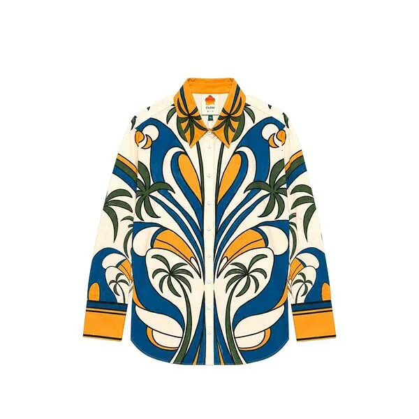 ファーム リオ レディース シャツ トップス Graphic-print button-up shirt Neutrals