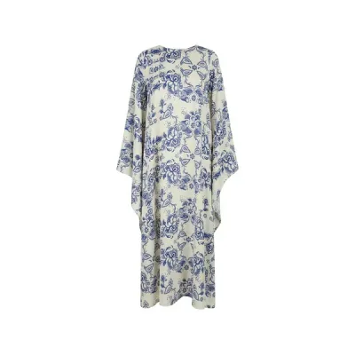リュージョー レディース ワンピース トップス Scarf-print kimono-sleeve maxi dress Neutrals