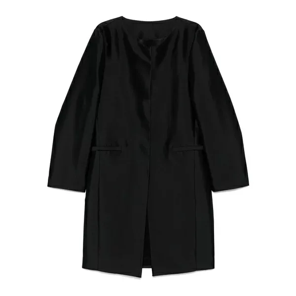 トーテム レディース コート アウター Collarless silk coat Black