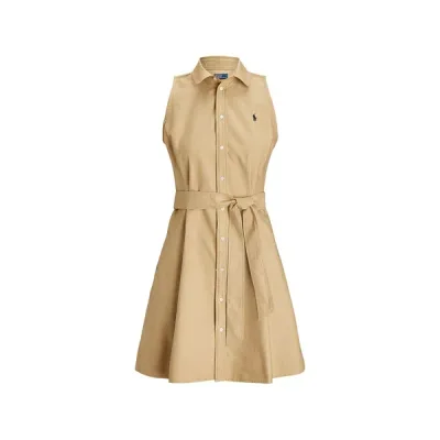 ラルフローレン レディース ワンピース トップス Belted sleeveless midi dress Neutrals