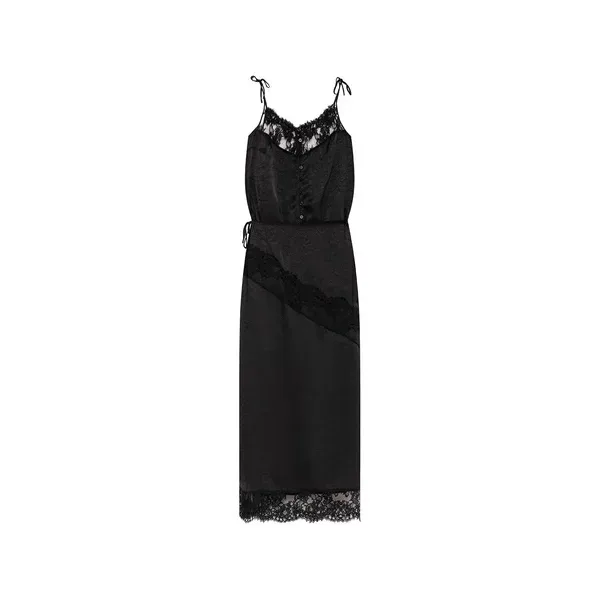 エムエスジイエム レディース ワンピース トップス Lace-trim maxi dress Black