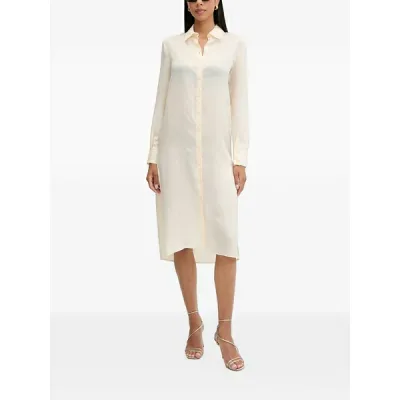 パトリツィア ペペ レディース ワンピース トップス Side-slit shirt midi dress Neutrals