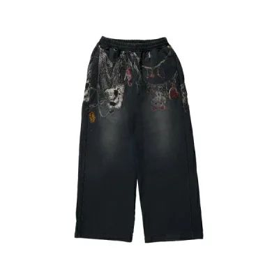 ダブレット メンズ カジュアルパンツ ボトムス Printed drawstring trousers Black