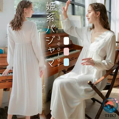ナイトウェア カジュアル ロマンティック 寝間着 ガウン 可愛い 母の日 レディースネグリジェ ネグリジェ 春 夜遊び 部屋着 レディース ゆったり 体型カバー 大人用 長袖 秋 旅行 女性用 ルームワンピース 部屋着 寝巻き 姫系 レース リラックス マキシ丈 パジャマ ホテル