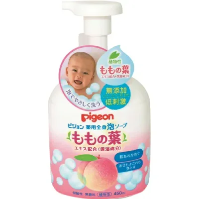 【送料込・まとめ買い×5】ピジョン 薬用全身泡ソープ ももの葉 本体 450ml×5点セット 医薬部外品(4902508084116)※無くなり次第終了