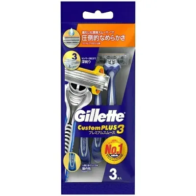 【配送おまかせ・送料込】ジレット カスタムプラス3 プレミアムスムース 3本入 1個
