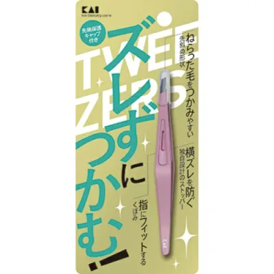 【送料込・まとめ買い×3個セット】貝印 ズレずにつかむ 毛抜き ピンク 1本入