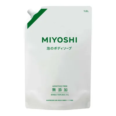【送料込・まとめ買い×2点セット】ミヨシ石鹸 無添加せっけん 泡のボディソープ リフィル 1L つめかえ用