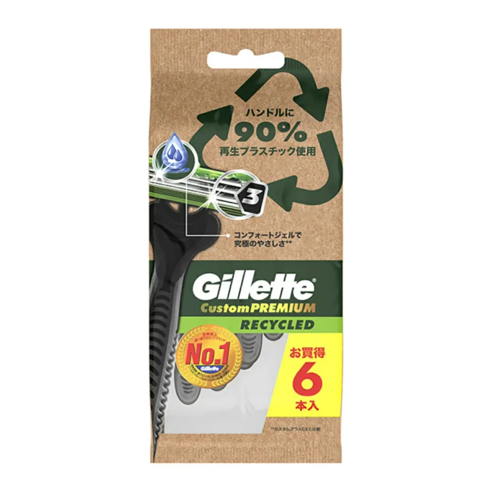 【送料込・まとめ買い×4点セット】P&G ジレット カスタム プレミアム リサイクルド 6本入
