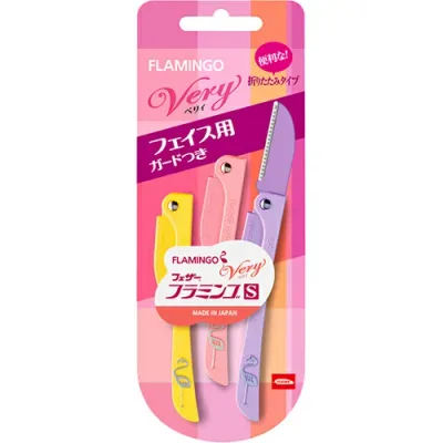 【送料込・まとめ買い×7点セット】フェザー安全剃刀 フェザー フラミンゴS ベリィ フェイス用 3本入り ( 顔用カミソリ ) ( 4902470170282 )