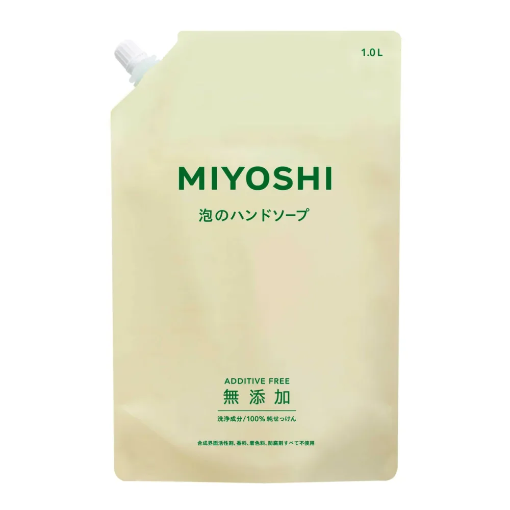 【送料込・まとめ買い×9点セット】ミヨシ石鹸 無添加せっけん 泡のハンドソープ リフィル 1L つめかえ用
