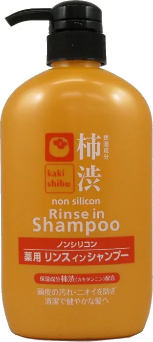 【送料込・まとめ買い×9点セット】熊野油脂 薬用 柿渋リンスインシャンプー 600ml 本体 髪と頭皮にやさしい弱酸性&ノンシリコン ( 4582400830167 )