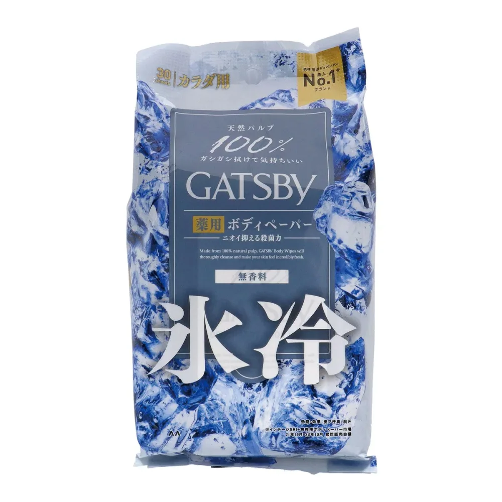 【送料込・まとめ買い×10点セット】マンダム ギャツビー 薬用 氷冷 ボディペーパー 無香料 カラダ用 徳用タイプ 30枚入