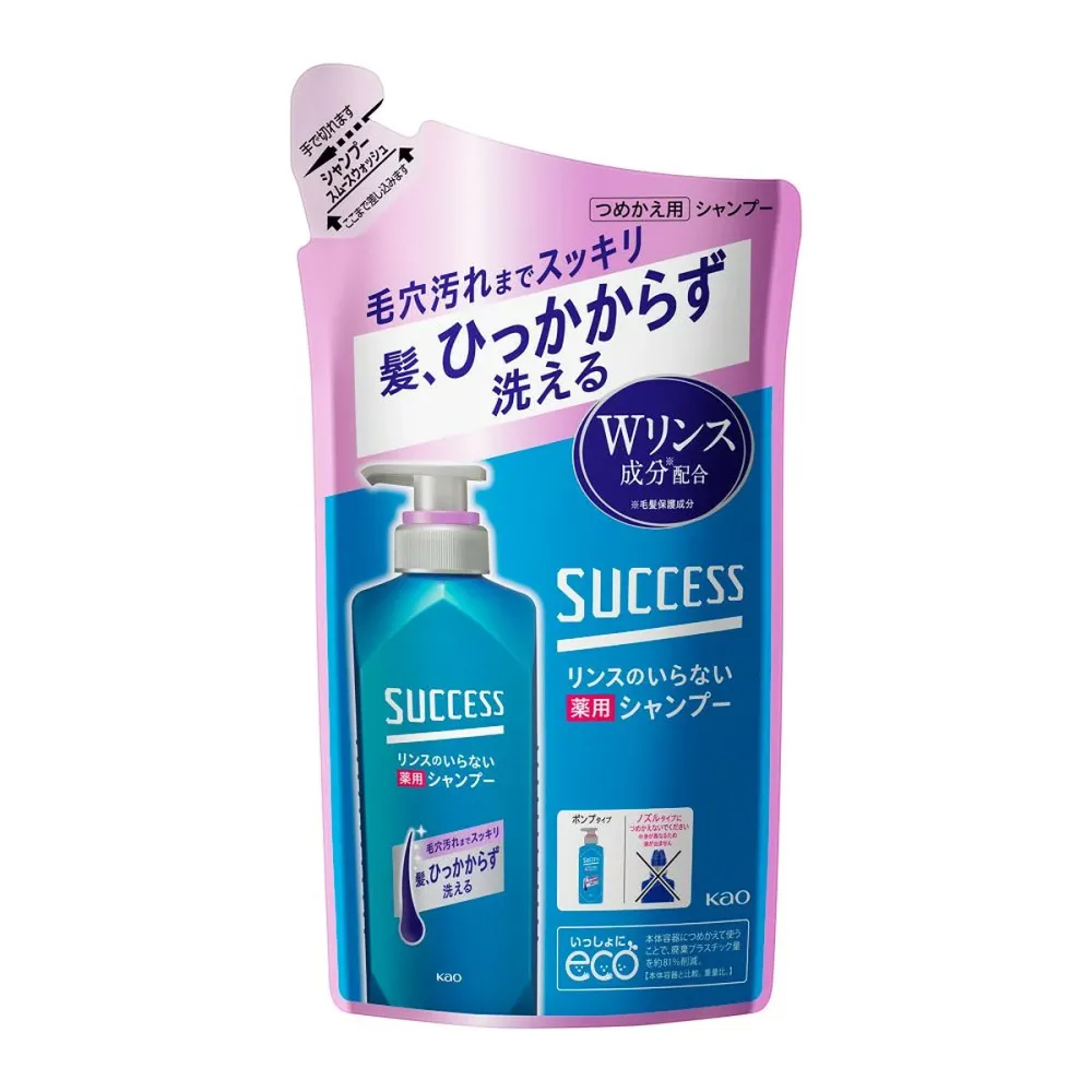 【送料込・まとめ買い×6個セット】花王 サクセス リンスのいらない薬用シャンプー スムースウォッシュ つめかえ用 320ml
