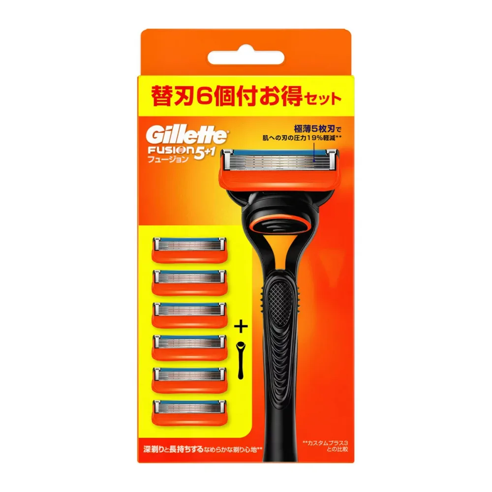 P&G ジレット フュージョン マニュアル 5B ホルダー + 替刃6個付