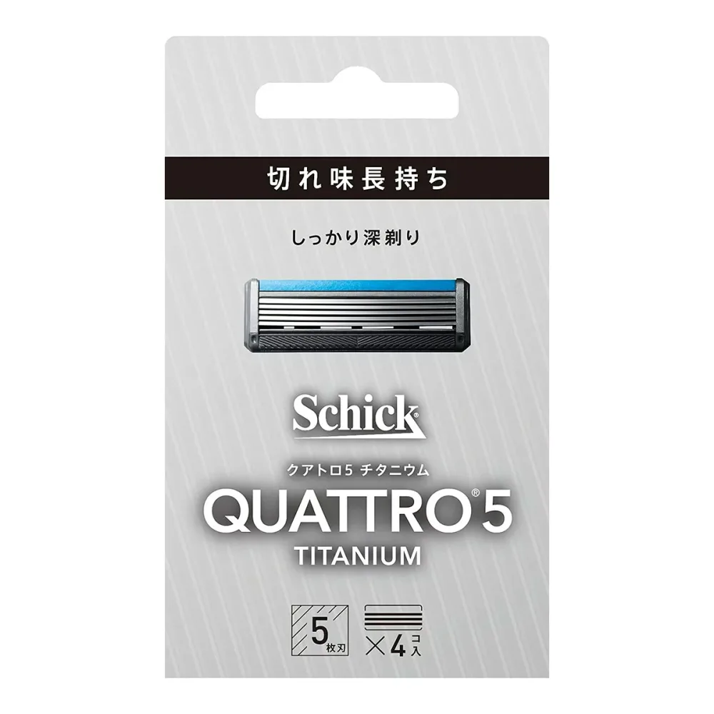 【送料込・まとめ買い×4点セット】シック Schick クアトロ5 チタニウム 替刃(4コ入)