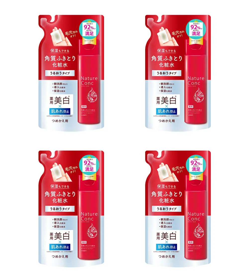 【送料込・まとめ買い×4点セット】ナリスアップコスメティックス ネイチャーコンク 薬用クリアローション つめかえ用 180ml ×4点セット 医薬部外品(4955814147631)※パッケージ変更の場合あり