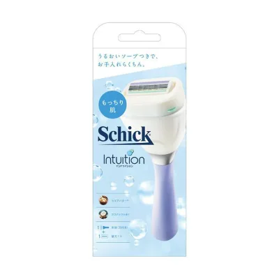 【送料込・まとめ買い×10点セット】Schick イントゥイション もっちり肌 スリムホルダー ホルダーに装着済み刃+替刃1コ 女性用カミソリ