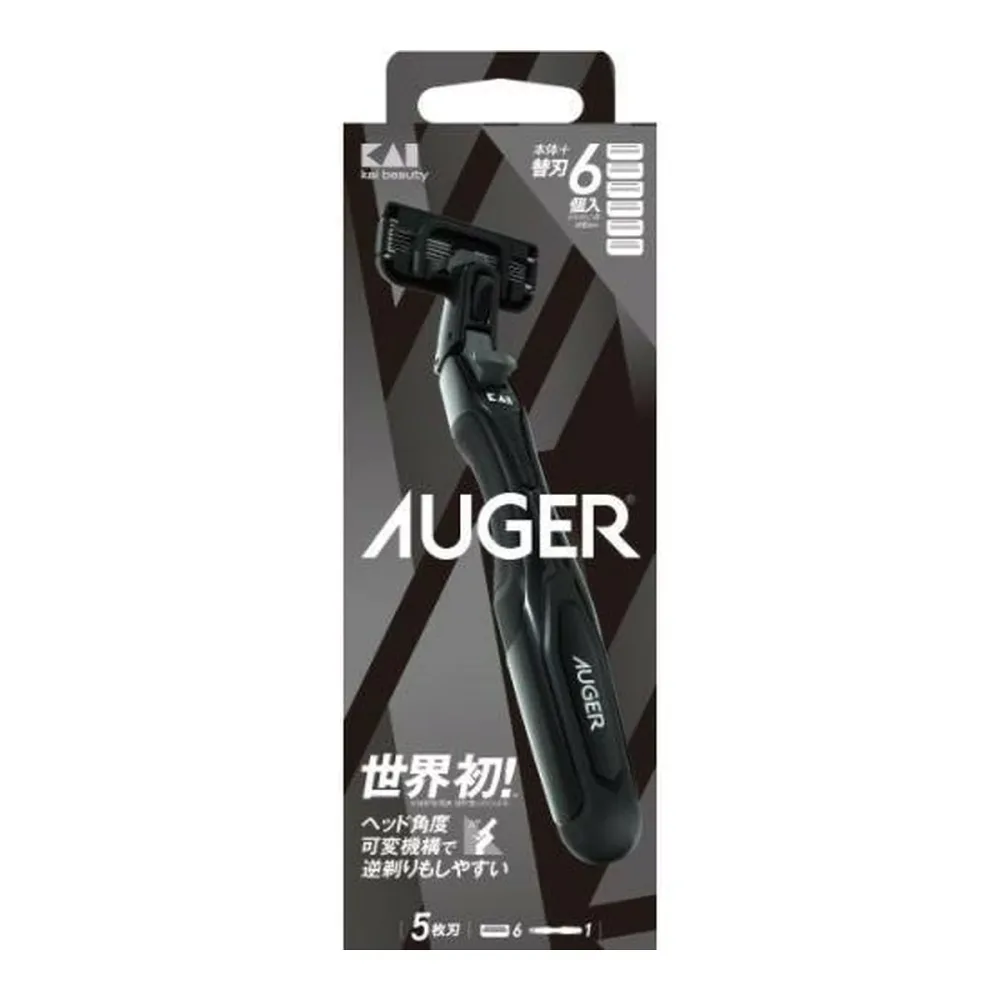 【送料込・まとめ買い×72点セット】貝印 AUGER コンボパック ホルダー+替刃6個付