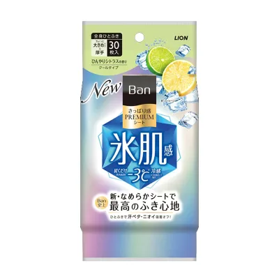 【送料込・まとめ買い×5個セット】ライオン Ban さっぱり感 PREMIUMシート クールタイプ ひんやりシトラスの香り 30枚